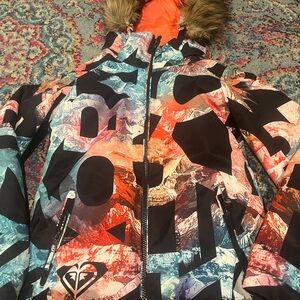 Roxy Orange and Black Jacket with Graphic Design